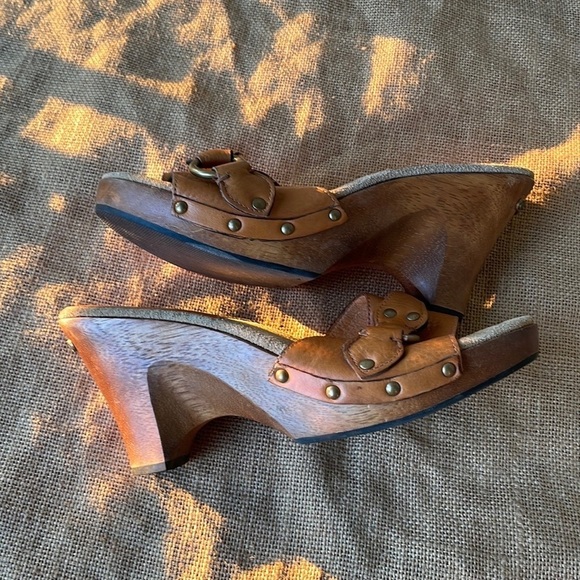Michael Kors, brown slides, wooden retro vintage Y2K Rare Size 7 - Picture 14 of 16